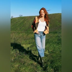 Vintage Style Mid Waist Wide Leg Jeans